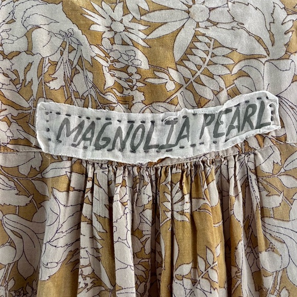 Magnolia Pearl Women's Floral Blouse - Mustard and Cream - Picture 4 of 6